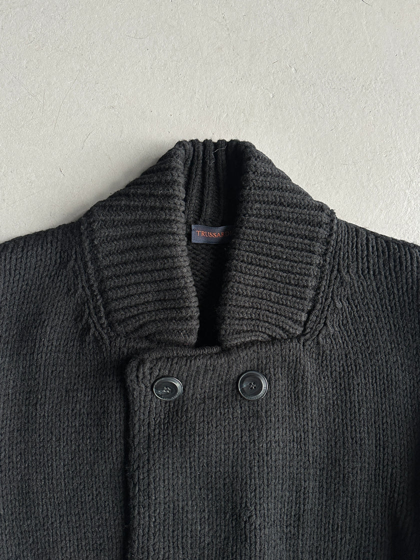 TRUSSARDI - 2000s DOUBLE BREASTED CHUNKY KNIT CARDIGAN