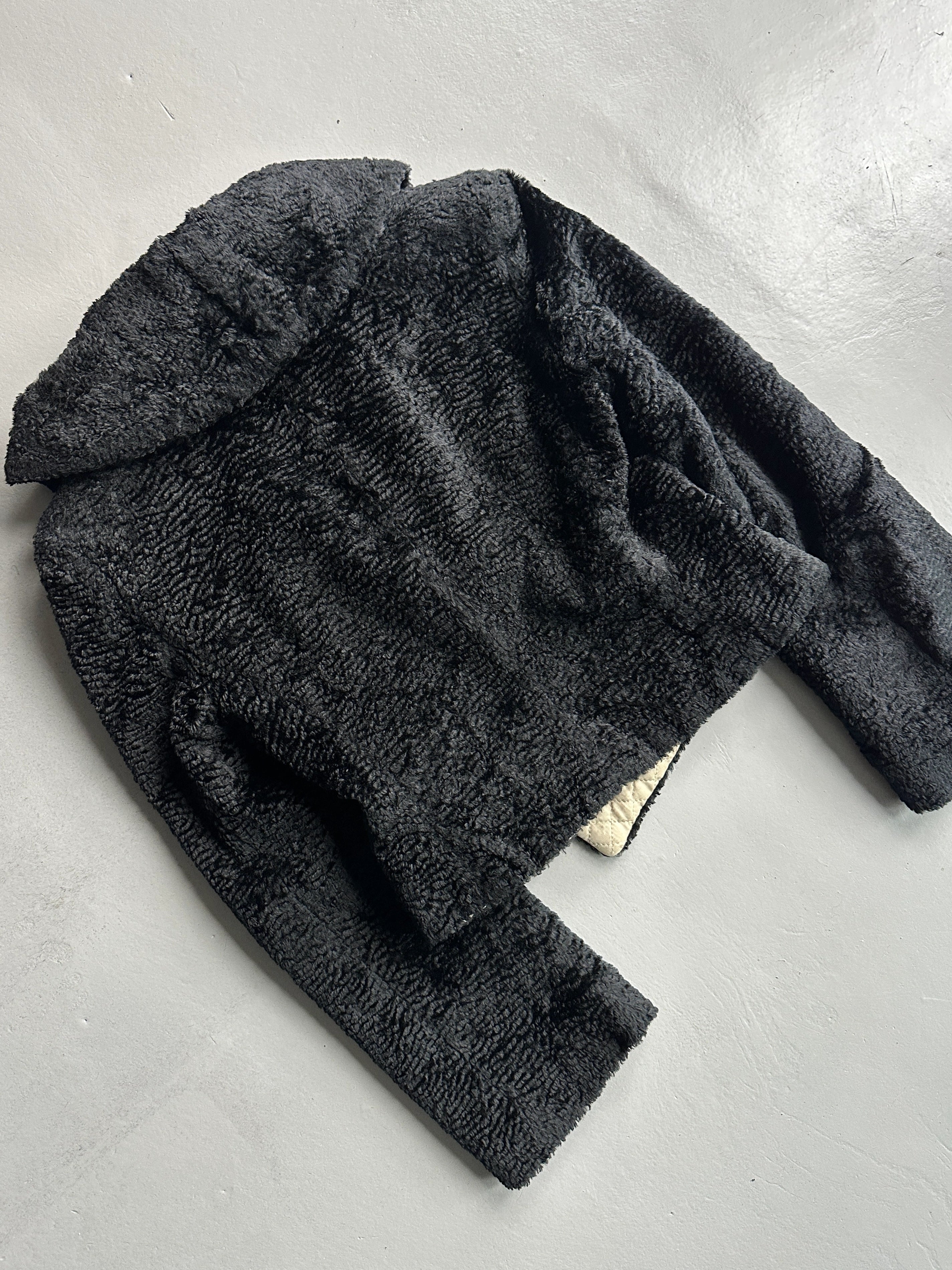 EMPORIO ARMANI - 1980s WAVED FAUX FUR BELTED JACKET