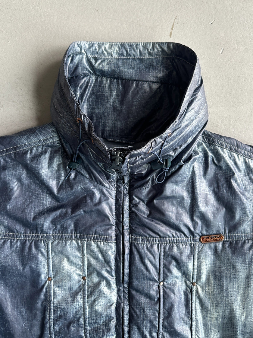 DIESEL - 2000s TROMPE L'OEIL DENIM PRINT PUFFER JACKET