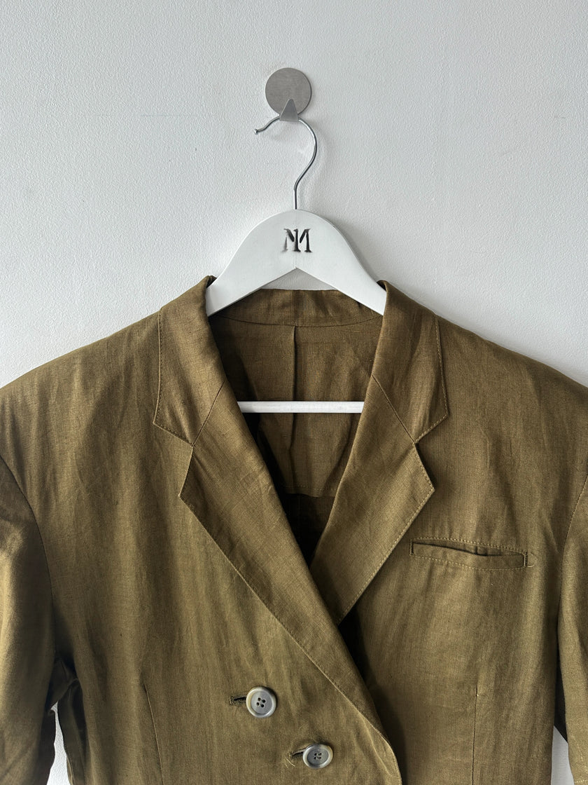 YOHJI YAMAMOTO Y'S - 1980s LINEN BLAZER WITH PUFFED SLEEVES