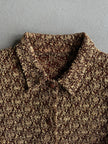 1970s CROP FIT BUTTONED SHORT SLEEVE KNIT TOP