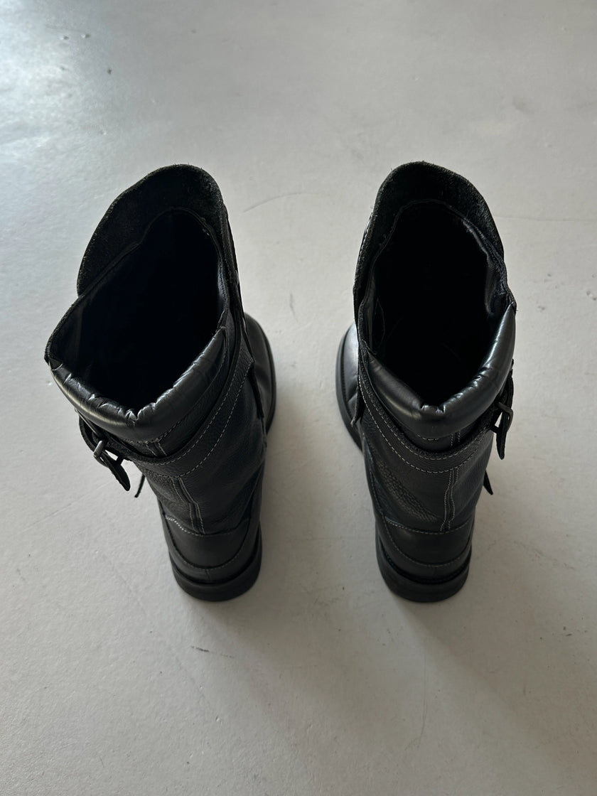 ARMANI JEANS - 2000s BIKER LEATHER BOOTS