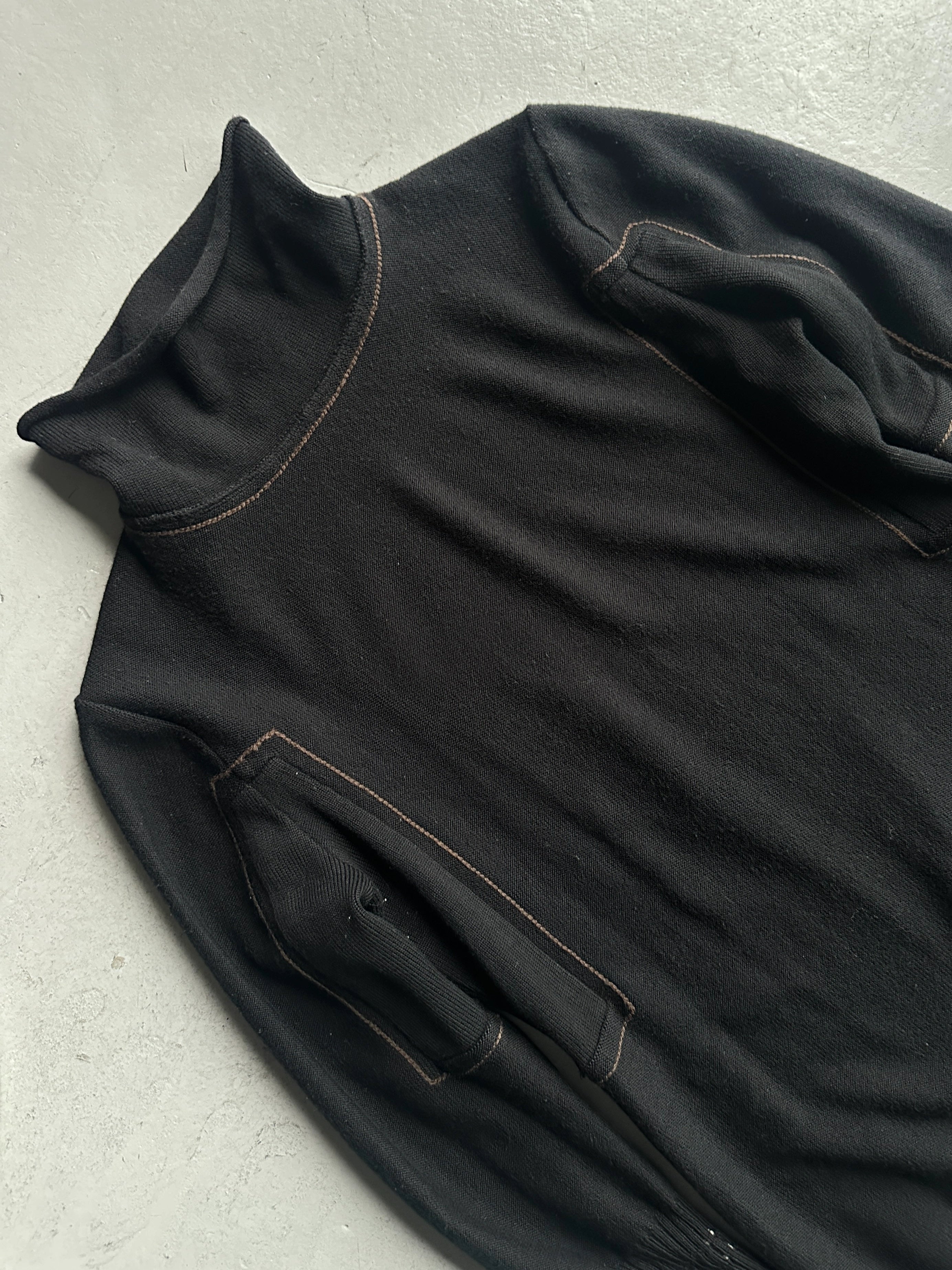 MARITHÉ + FRANÇOIS GIRBAUD - 2000s LONG SLEEVE KNIT TOP WITH STITCHING DETAILS
