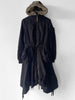MARITHÉ + FRANÇOIS GIRBAUD - F/W 2005 LONG PINSTRIPE JACKET WITH FAUX FUR HOOD