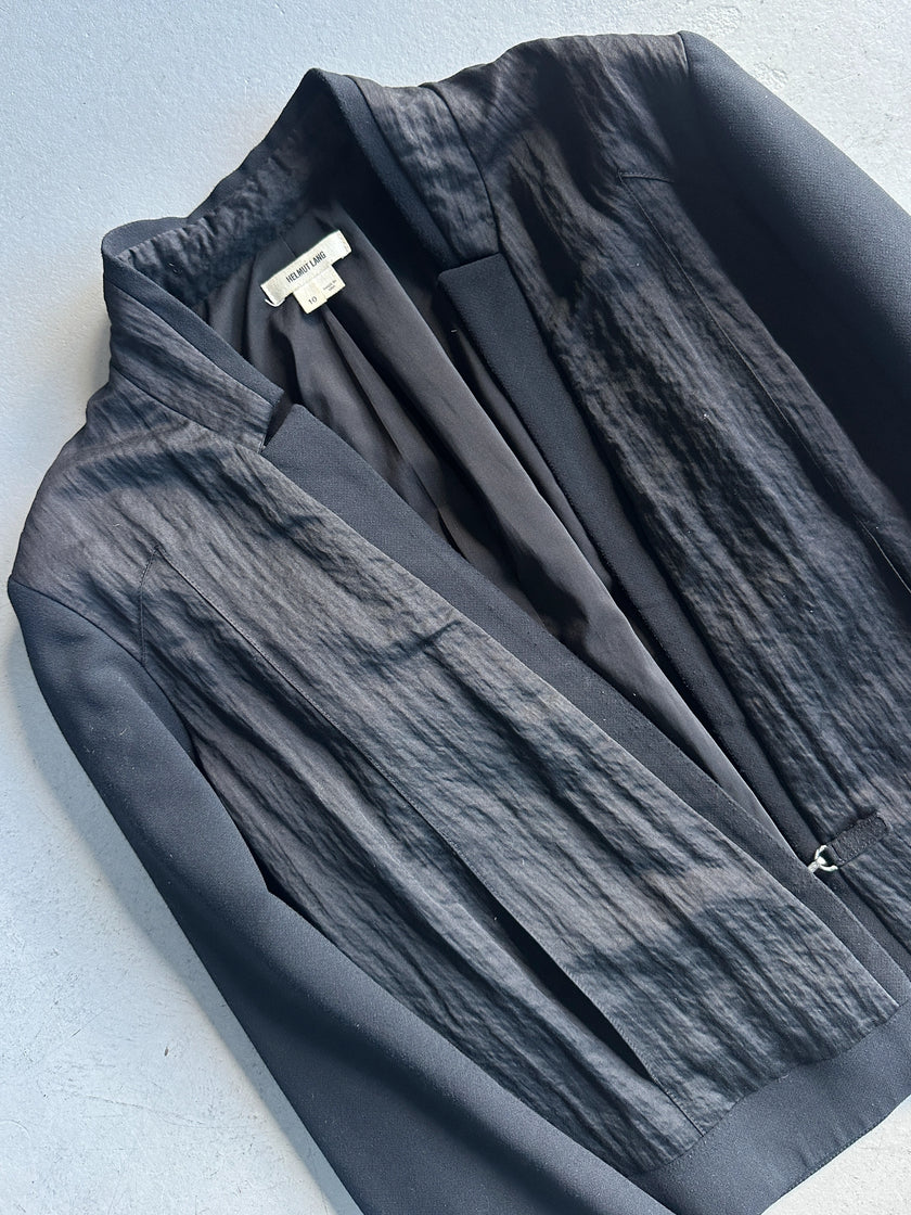 HELMUT LANG - early 2000s COLLARLESS BOXY FIT BLAZER