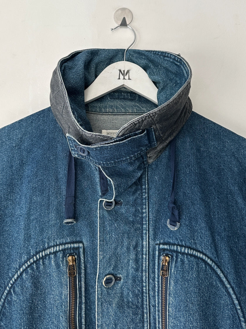 BONEVILLE BY MASSIMO OSTI - 1980s OVERSIZED DENIM BOMBER JACKET