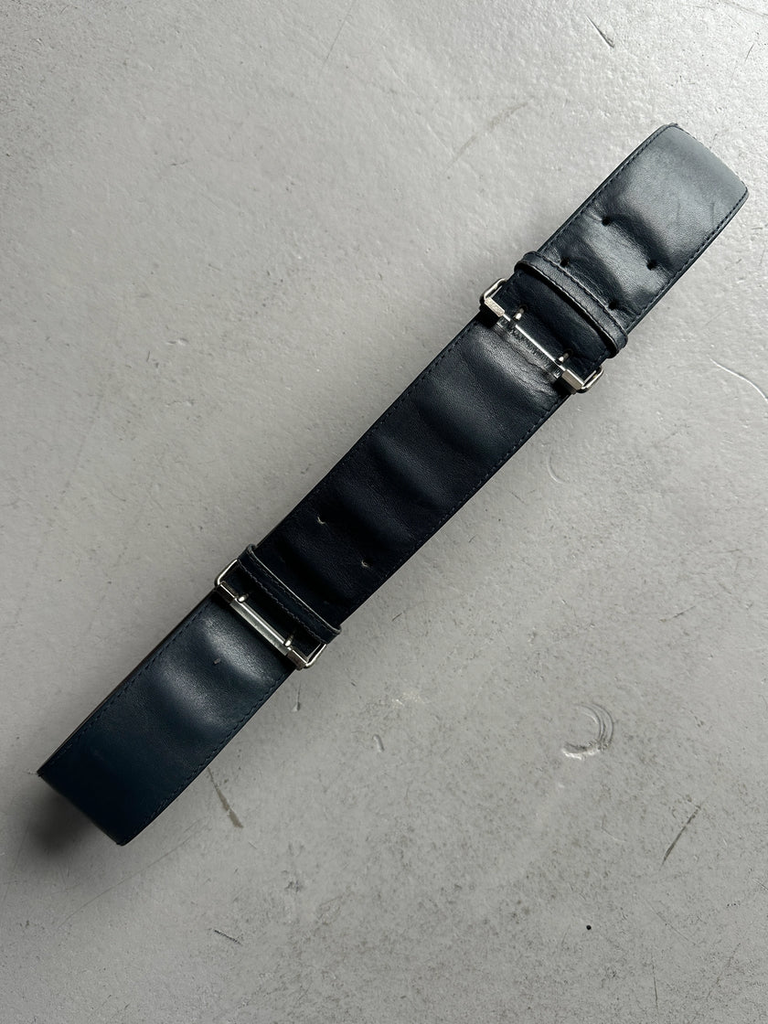 GIANNI VERSACE - 1980s DOUBLE BUCKLE LEATHER BELT