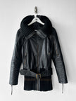 JAPANESE LABEL - late 1990s LEATHER JACKET WITH KNITTED HEM AND ZIP AT BACK