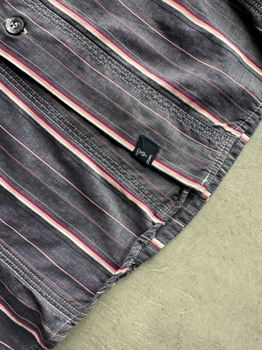 TRUSSARDI - 1990s STRIPED HALF SLEEVE SHIRT
