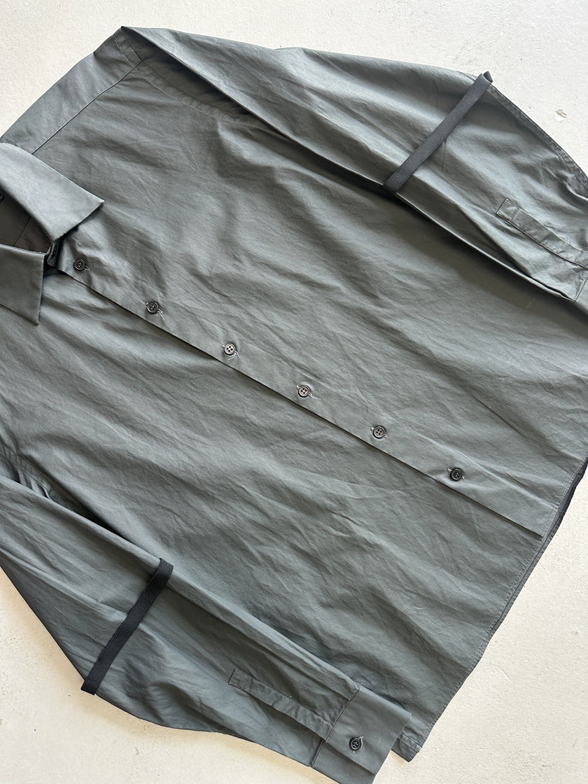 PRADA - F/W 1999 COATED COTTON BONDAGE SLEEVE SHIRT