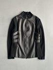 CLAUDE MONTANA - early 2000s BONDAGE JACKET WITH LEATHER FRONT AND BACK PANEL