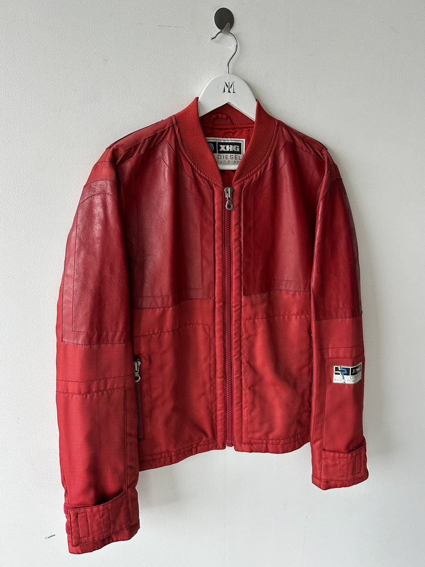 DIESEL - 1990s NYLON AND LEATHER RACER JACKET