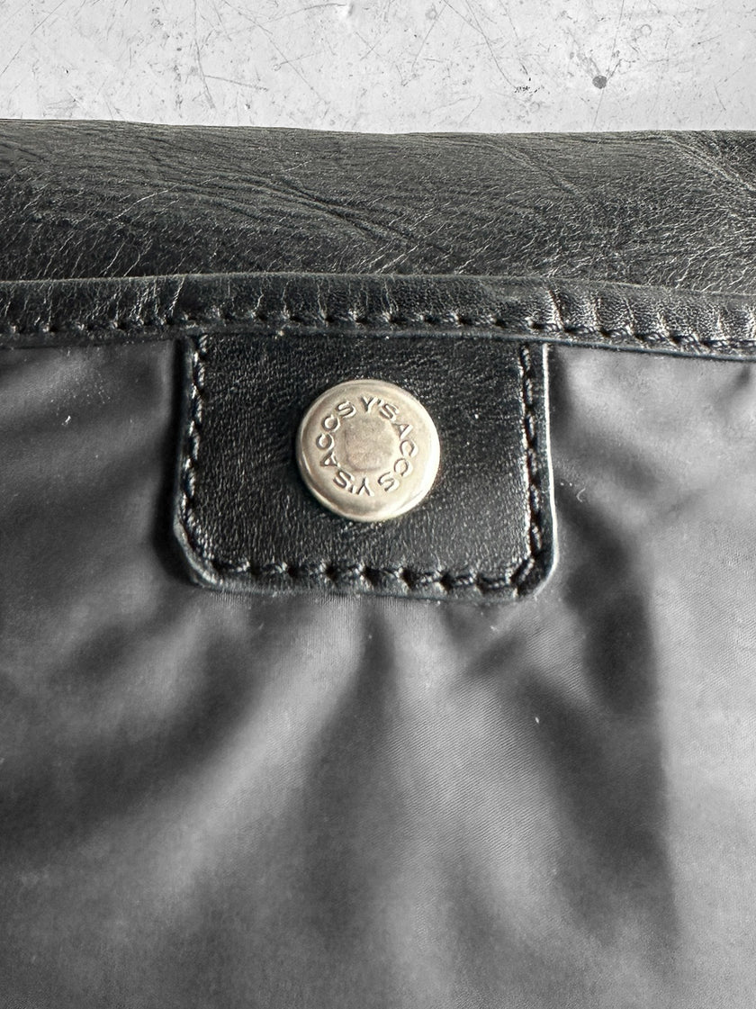 YOHJI YAMAMOTO Y'SACCS - late 1990s-2000s NYLON MESSENGER BAG WITH LEATHER FRONT PANEL