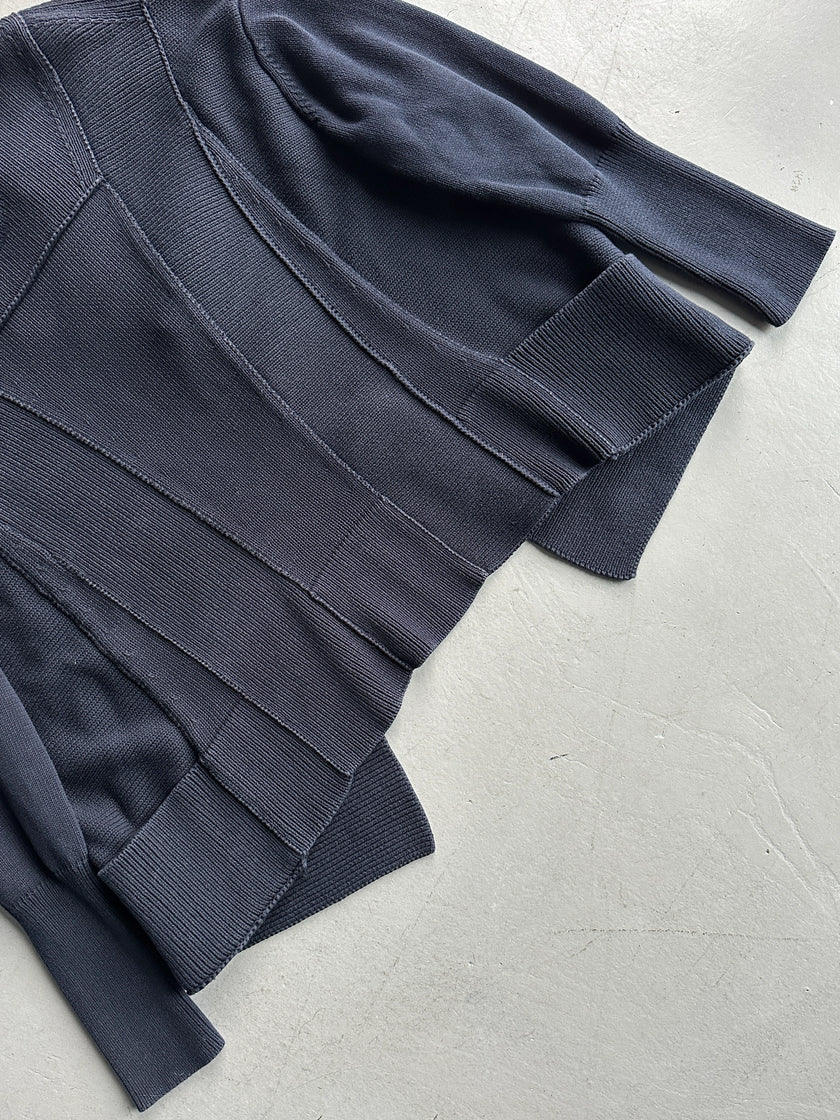 MARITHÉ + FRANÇOIS GIRBAUD - early 2000s ZIP DETAIL AT COLLAR OPEN FRONT CARDIGAN