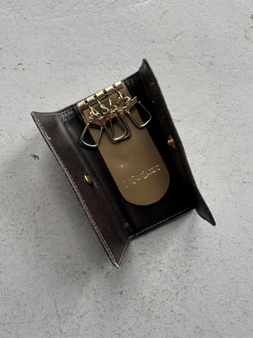 YVES SAINT LAURENT - 1980s LEATHER KEY HOLDER