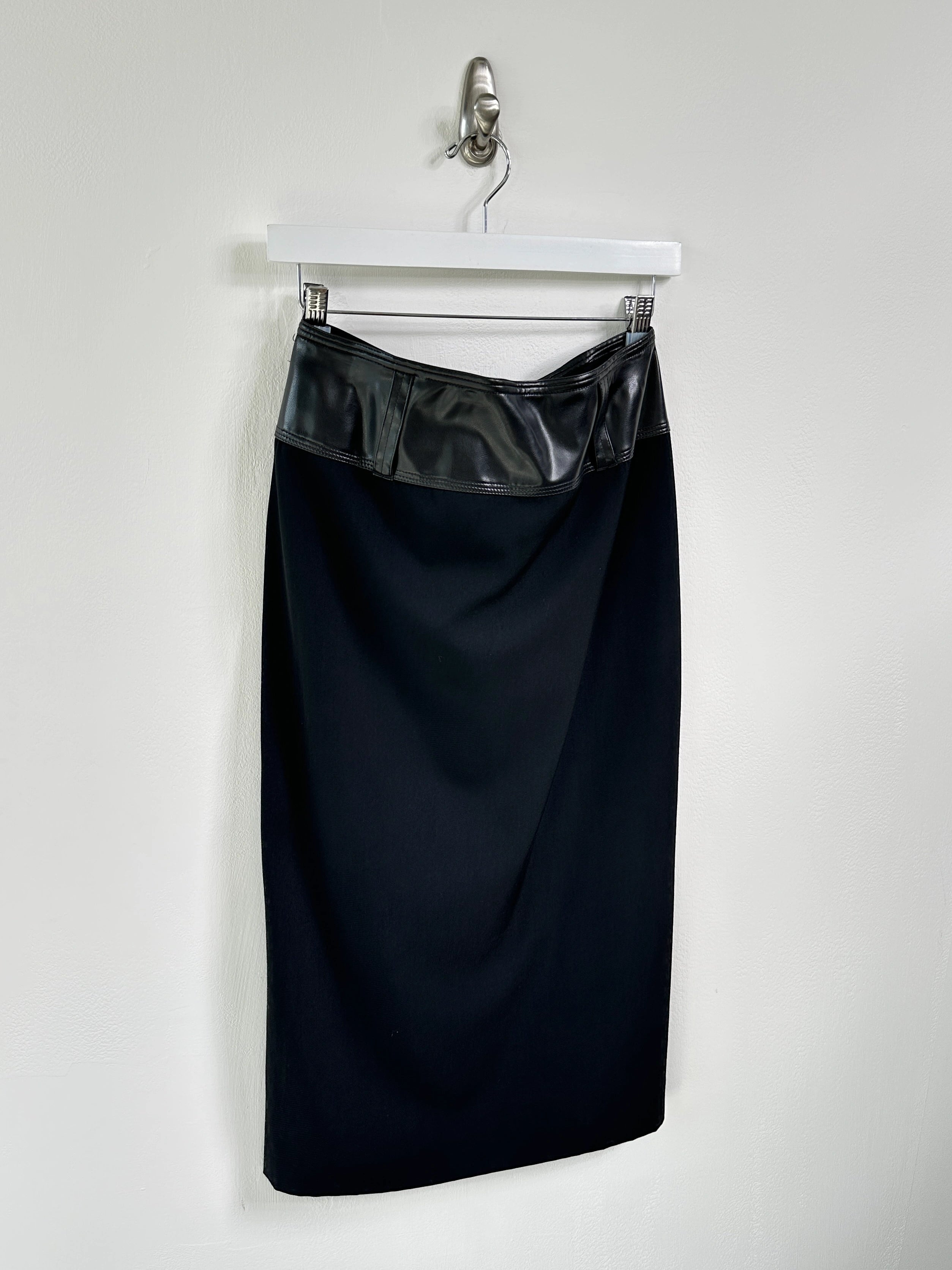 JEAN PAUL GAULTIER - A/W 1995 SAMPLE LONGUETTE SKIRT WITH LEATHER WAISTBAND