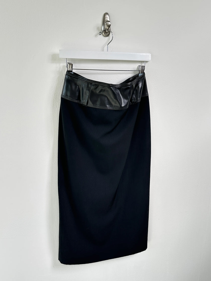 JEAN PAUL GAULTIER - A/W 1995 SAMPLE LONGUETTE SKIRT WITH LEATHER WAISTBAND