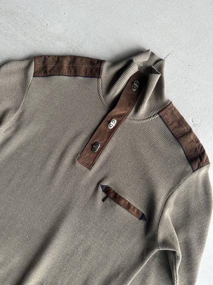 1990s KNIT PULLOVER WITH SUEDE DETAILS