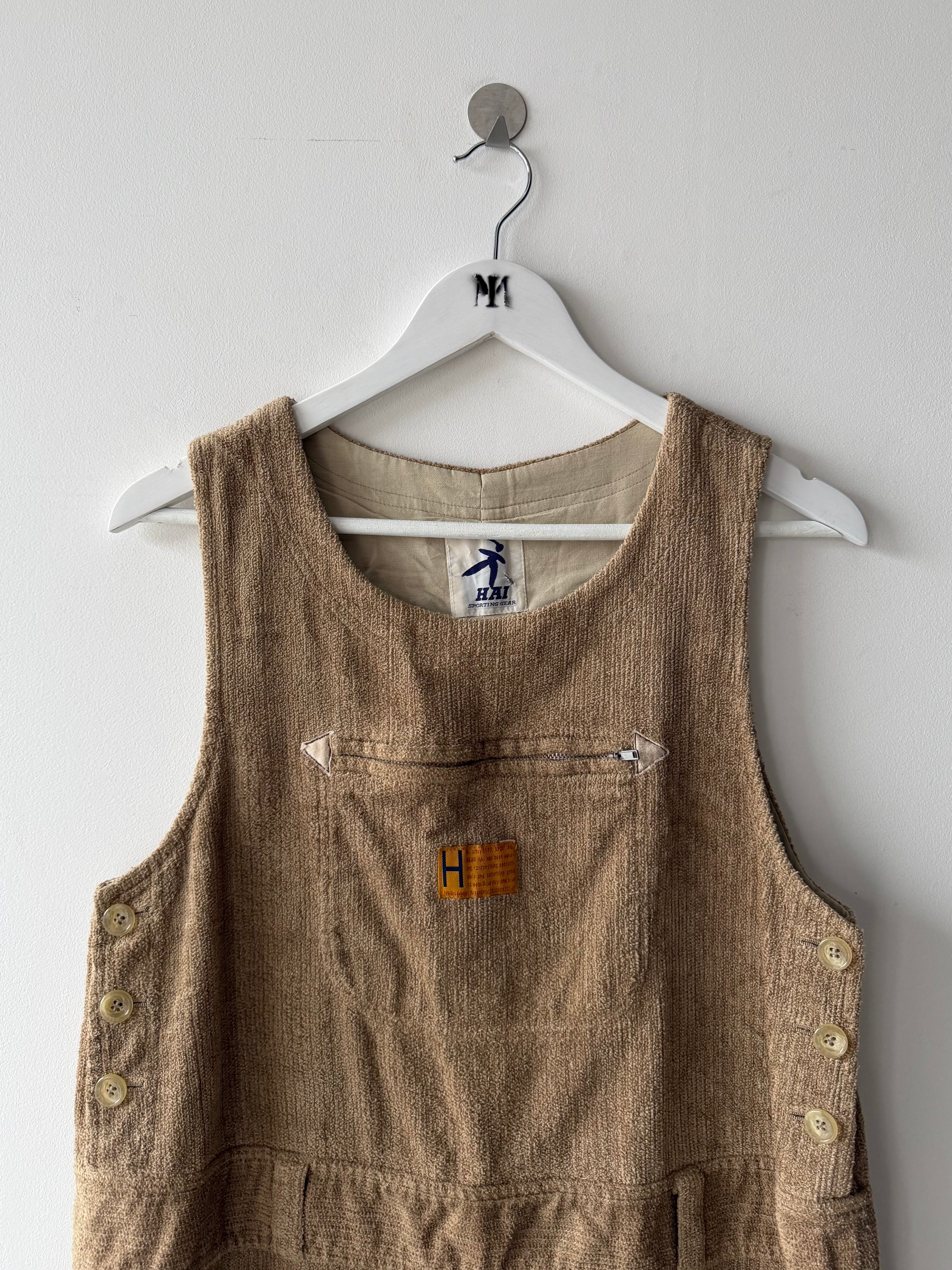 ISSEY MIYAKE HAI - 1980s MAXI DUNGAREE DRESS WITH OVERSIZED POCKETS