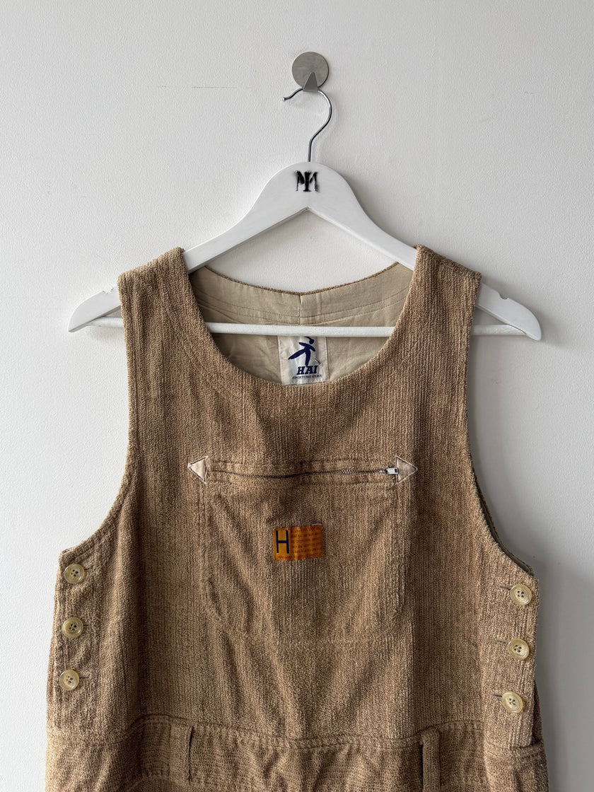 ISSEY MIYAKE HAI - 1980s MAXI DUNGAREE DRESS WITH OVERSIZED POCKETS