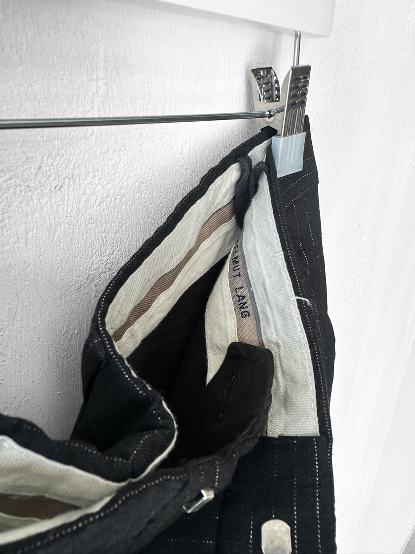 HELMUT LANG - late 1990s PINSTRIPED STRAIGHT LEG TROUSERS