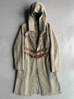 COP COPINE - 2000s RELAXED TEXTURED COAT WITH CROSSED DOUBLE LEATHER BELT