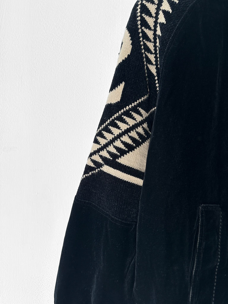 VALENTINO - 1980s CORDUROY BOMBER JACKET WITH KNITTED SHOULDER PANELS
