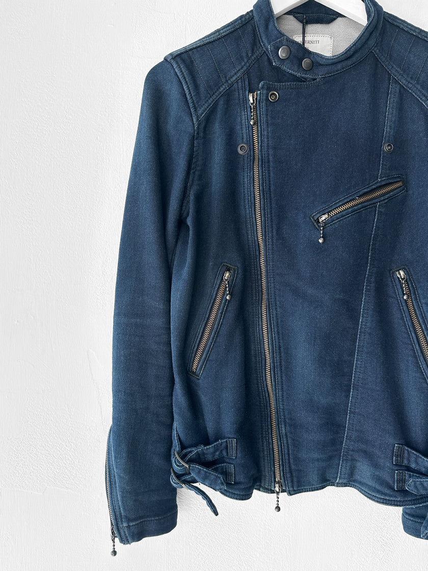 TAVERNITI - early 2000s DENIM BIKER JACKET