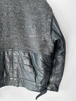 ITALIAN LABEL - 1980s PANELLED WOOL BOMBER JACKET WITH REMOVABLE SHEARLING COLLAR