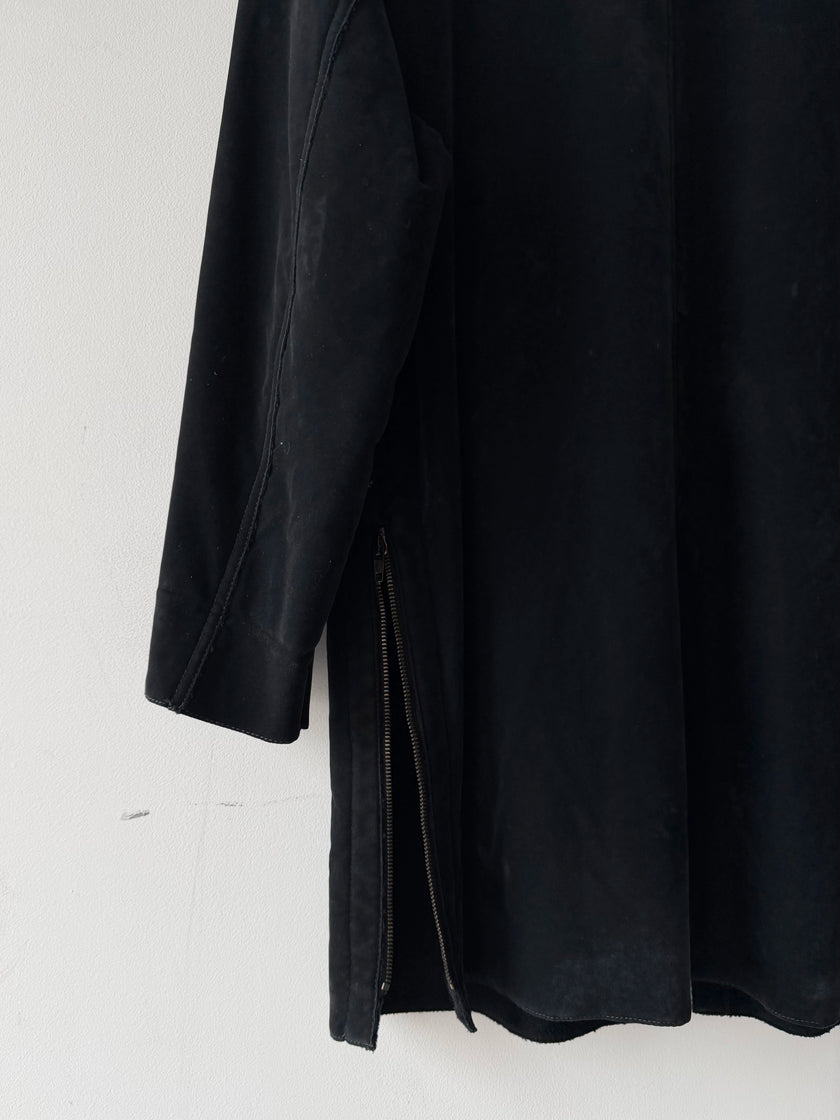 ARMANI JEANS - 1990s FUNNEL NECK ZIPPED VELVETY JACKET