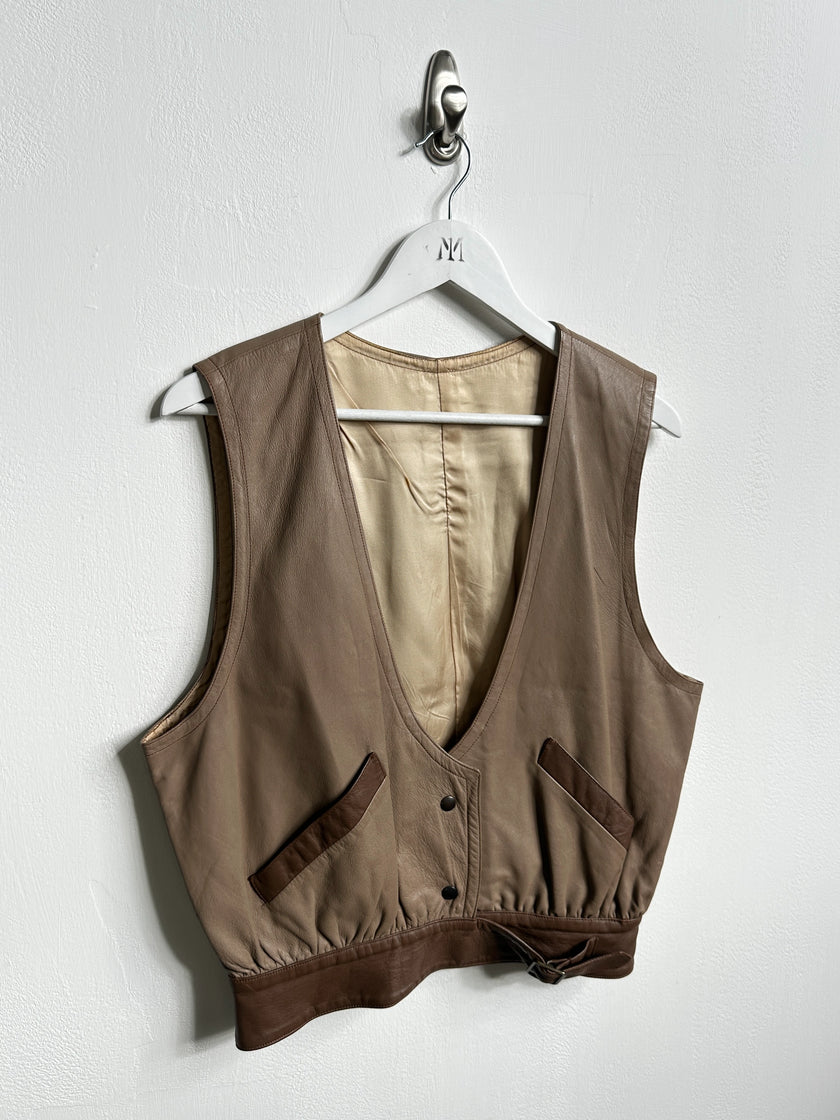 1980s TWO TONE LEATHER WAISTCOAT
