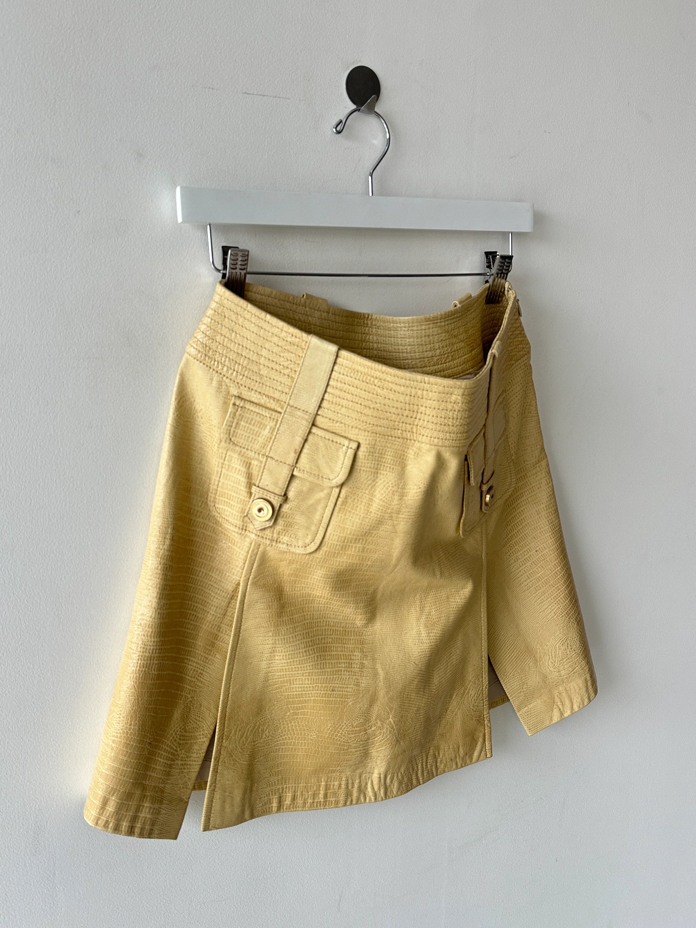 DOLCE & GABBANA - S/S 2004 EMBOSSED LEATHER MINI SKIRT