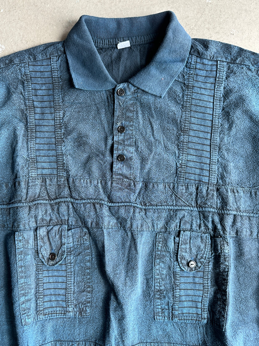 1980s DENIM LOOK POLO SWEATER