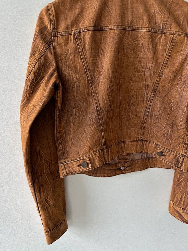 KENZO  - 1980s DENIM JACKET WITH CRINKLED EFFECT WASH