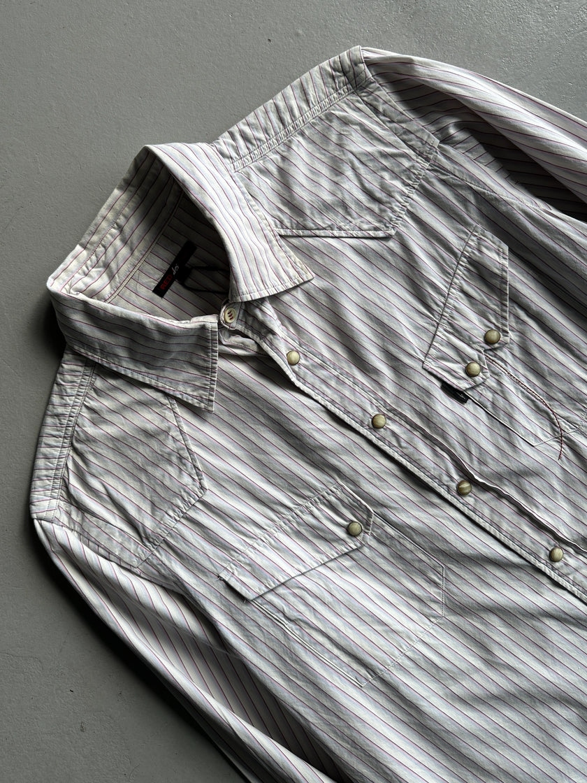 PAUL SMITH RED EAR - 1990s PINSTRIPED WESTERN SHIRT