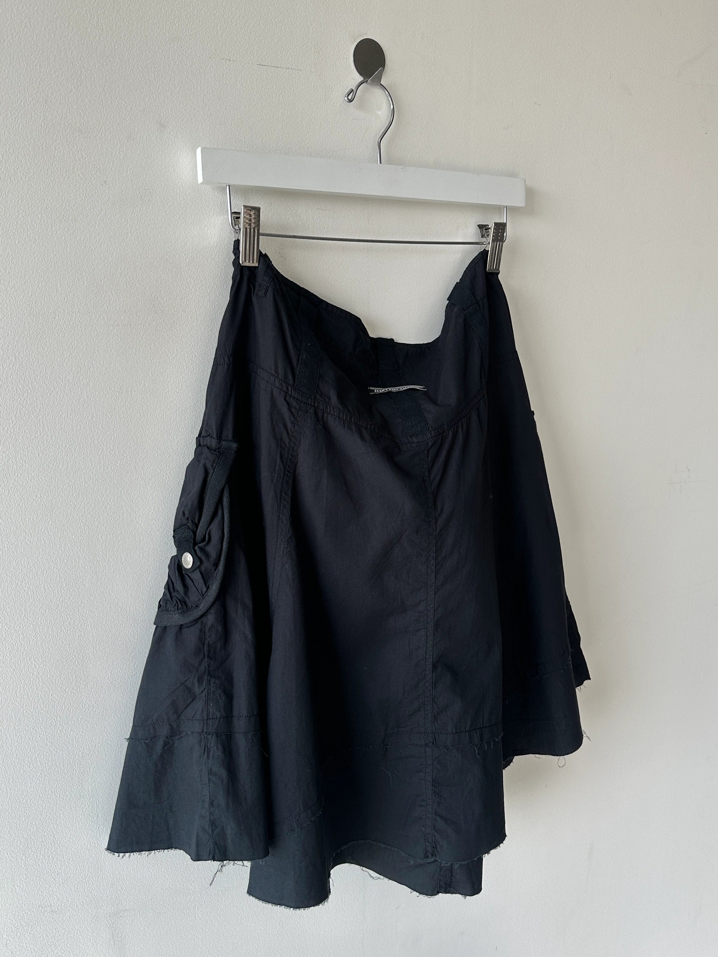 JEAN PAUL GAULTIER - 2000s PANELED SKIRT WITH FRAYED HEM DETAILS