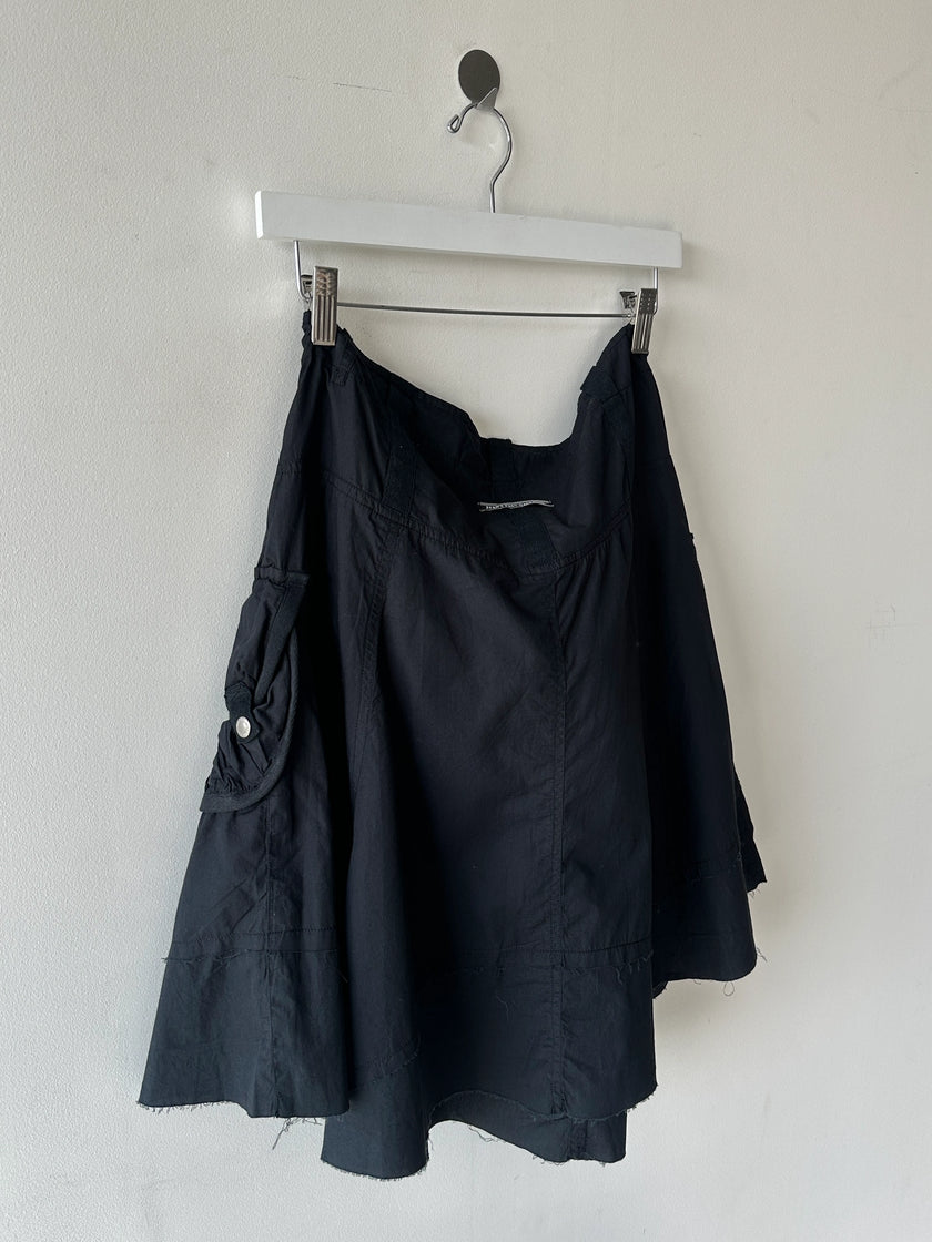JEAN PAUL GAULTIER - 2000s PANELED SKIRT WITH FRAYED HEM DETAILS