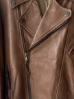 GIANFRANCO FERRÉ - early 2000s ASYMMETRICAL FRONT LEATHER BIKER JACKET