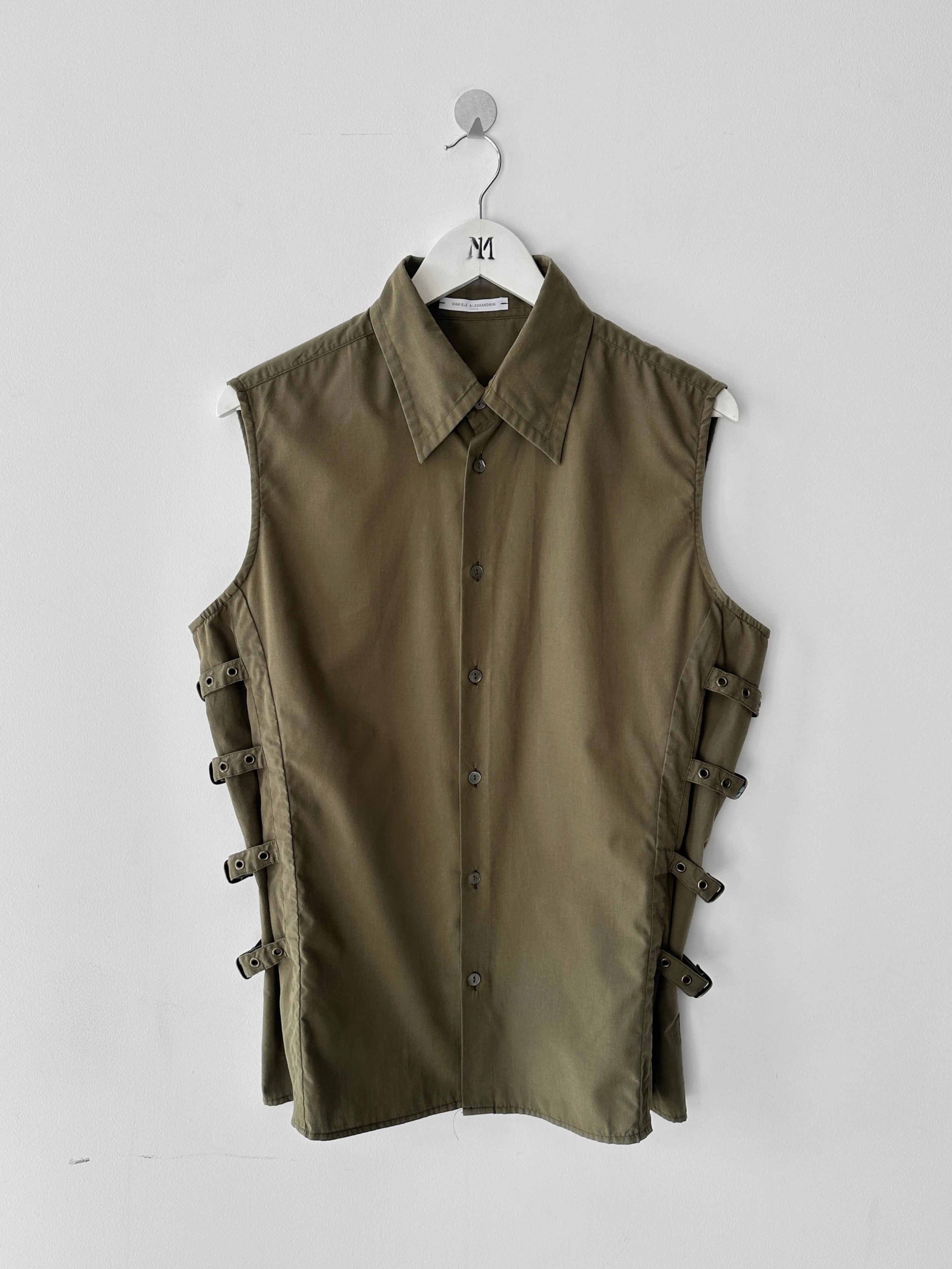 DANIELE ALESSANDRINI - early 2000s VEST SHIRT WITH SIDE BUCKLE STRAPS