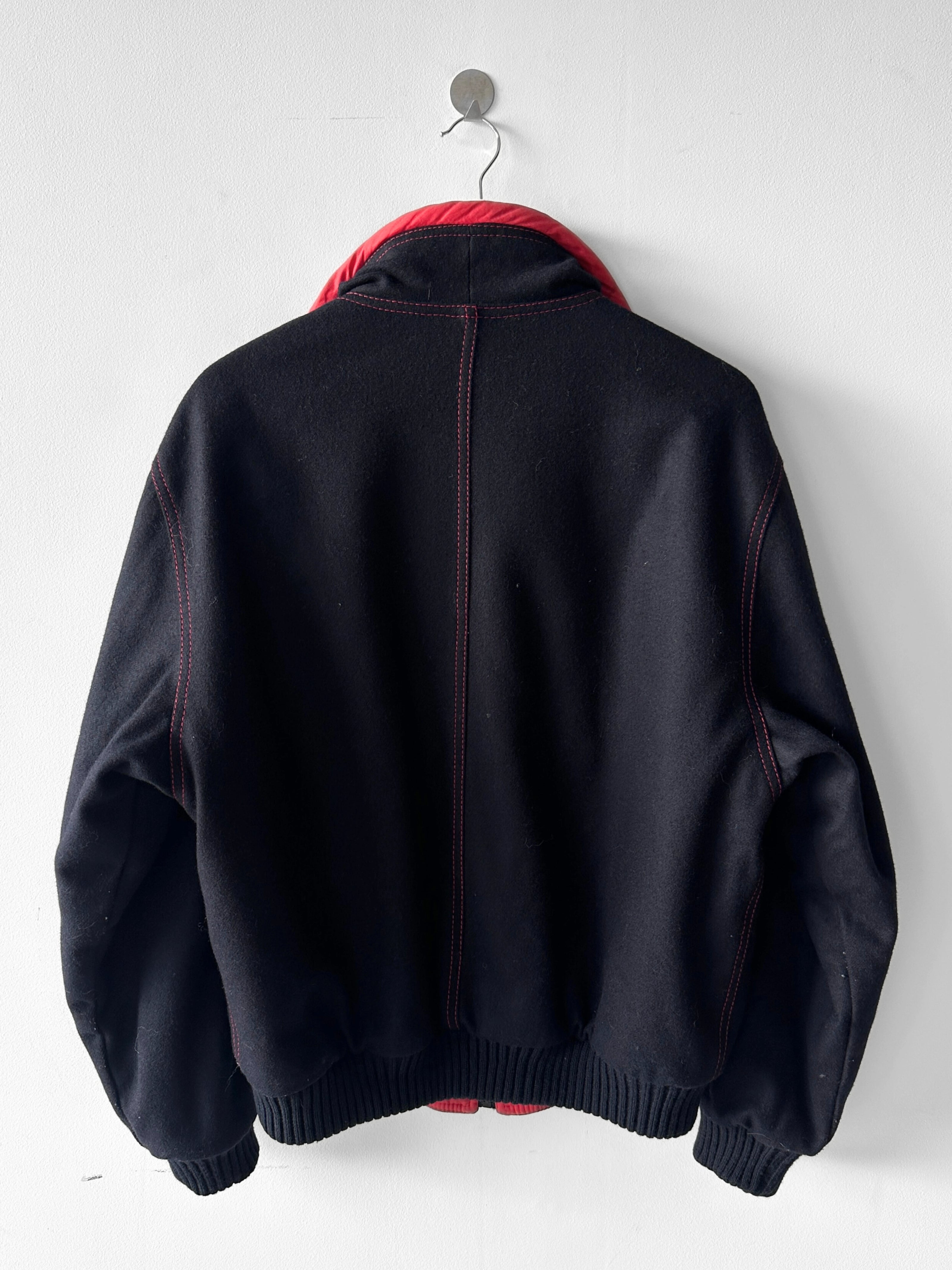 VALENTINO - 1980s FUNNEL NECK BOMBER JACKET WITH CONTRASTING STITCHING DETAILS