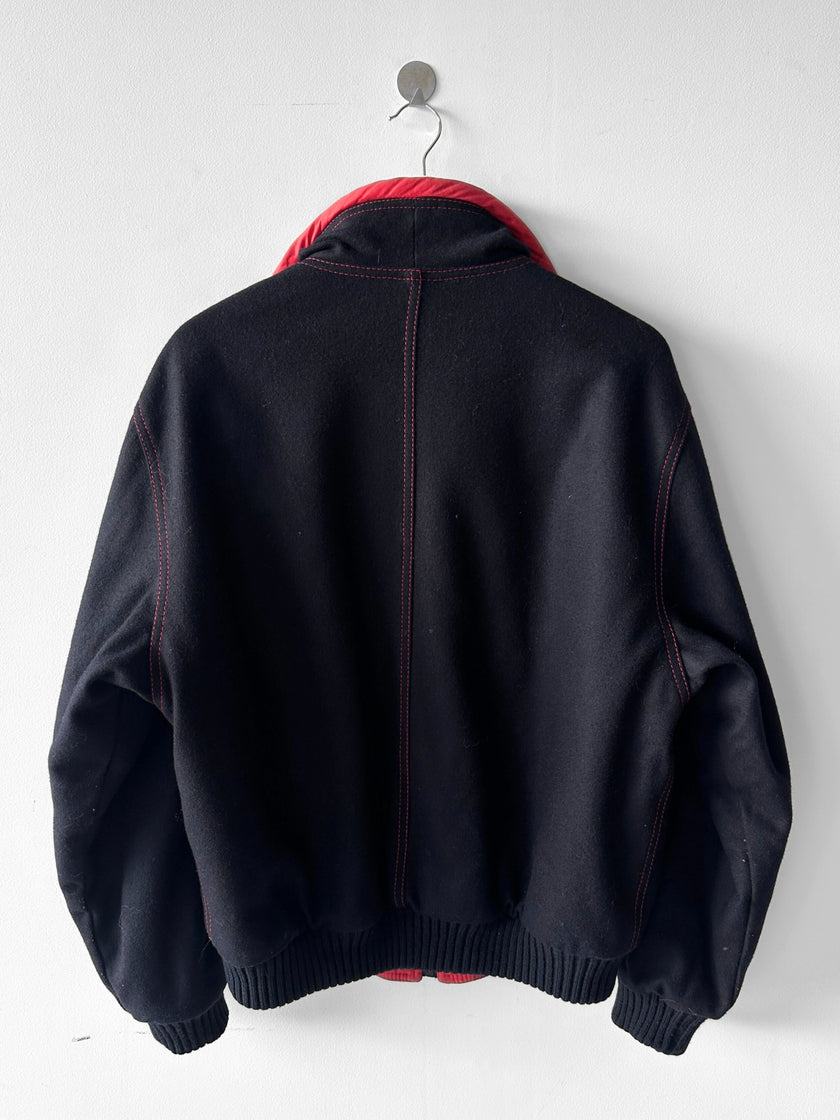 VALENTINO - 1980s FUNNEL NECK BOMBER JACKET WITH CONTRASTING STITCHING DETAILS