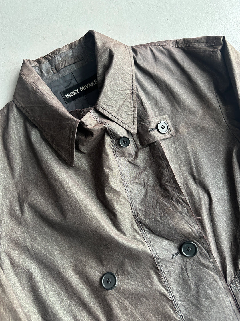 ISSEY MIYAKE - F/W 2002 METALLIC DOUBLE BREATSED TRENCH COAT