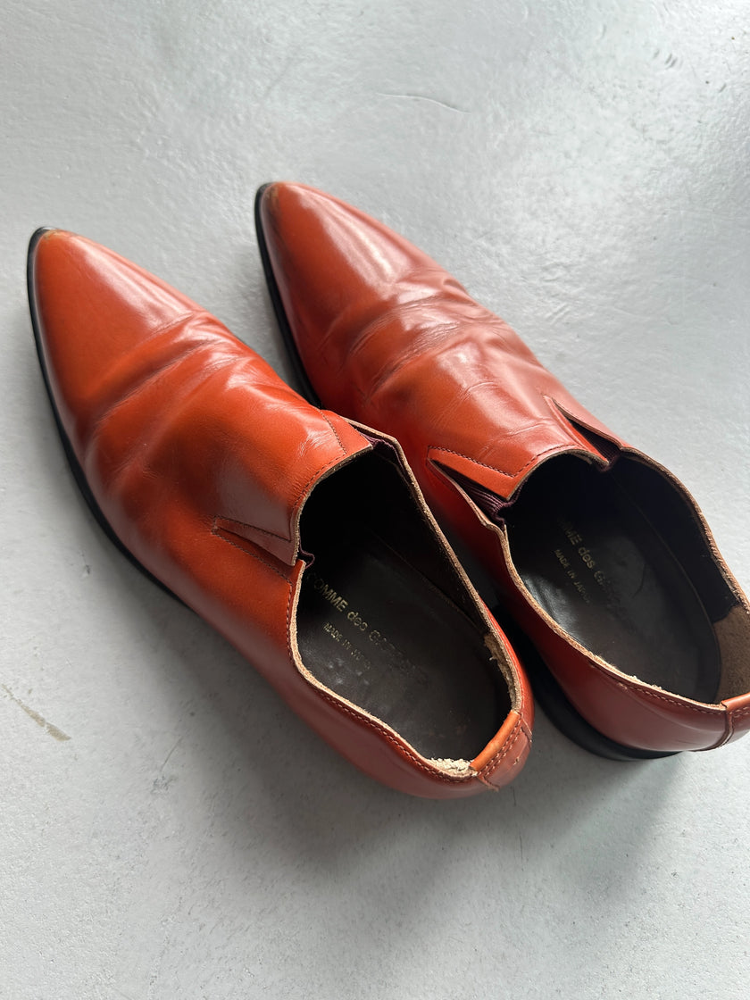 COMME DES GARÇONS - 1990s LEATHER POINTED SLIP ON SHOES