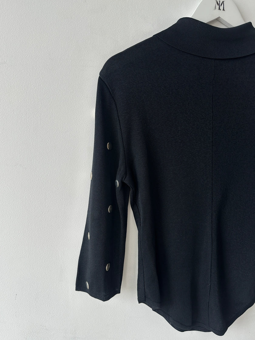 GAETANO NAVARRA - late 1990s KNITTED POLO WITH STUD DETAILS