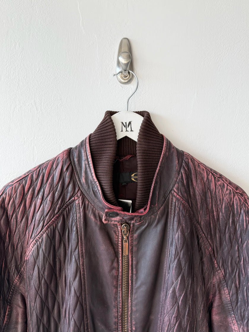 JUST CAVALLI - F/W 2008 DISTRESSED LEATHER BOMBER JACKET