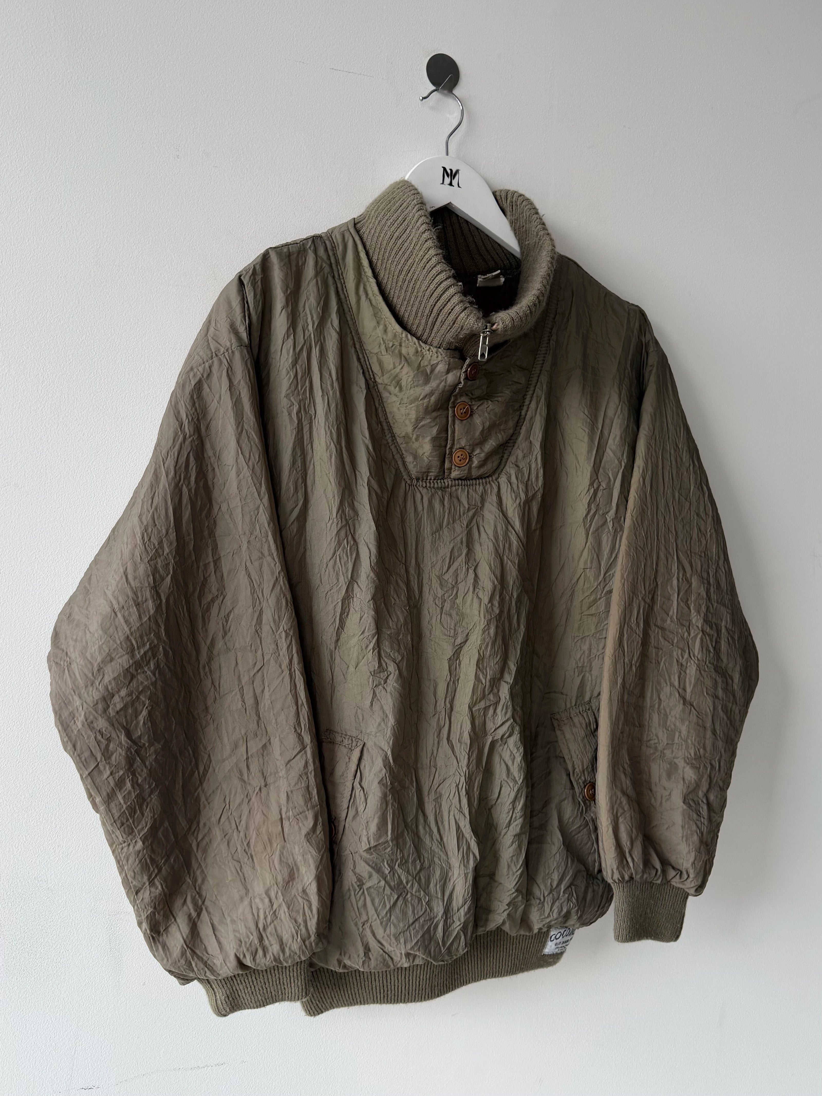 1980s BOXY FIT NYLON JUMPER WITH KNITTED FUNNEL NECK