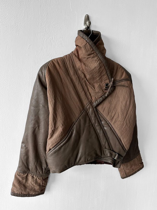LA MATTA - 1980s PANELED CROP FIT JACKET WITH SHEARLING COLLAR