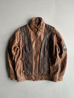 1990s PANELED BOMBER LEATHER JACKET WITH CROCODILE PRINT YOKE