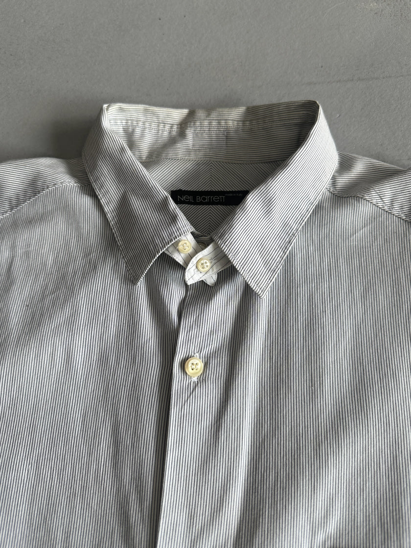 NEIL BARRETT - 2000s DOUBLE SLEEVE STRIPED SHIRT
