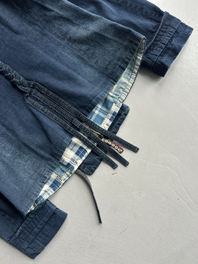 MARITHÉ + FRANÇOIS GIRBAUD - F/W 2003 DOUBLE BREASTED DENIM JACKET WITH WOOL PANEL